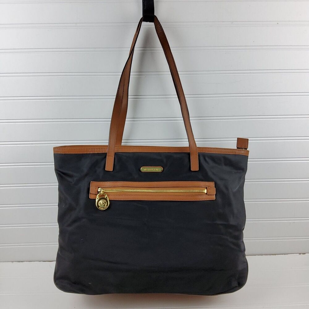 Michael Kors MK Nylon Tote Shoulder Handbag Purse Black